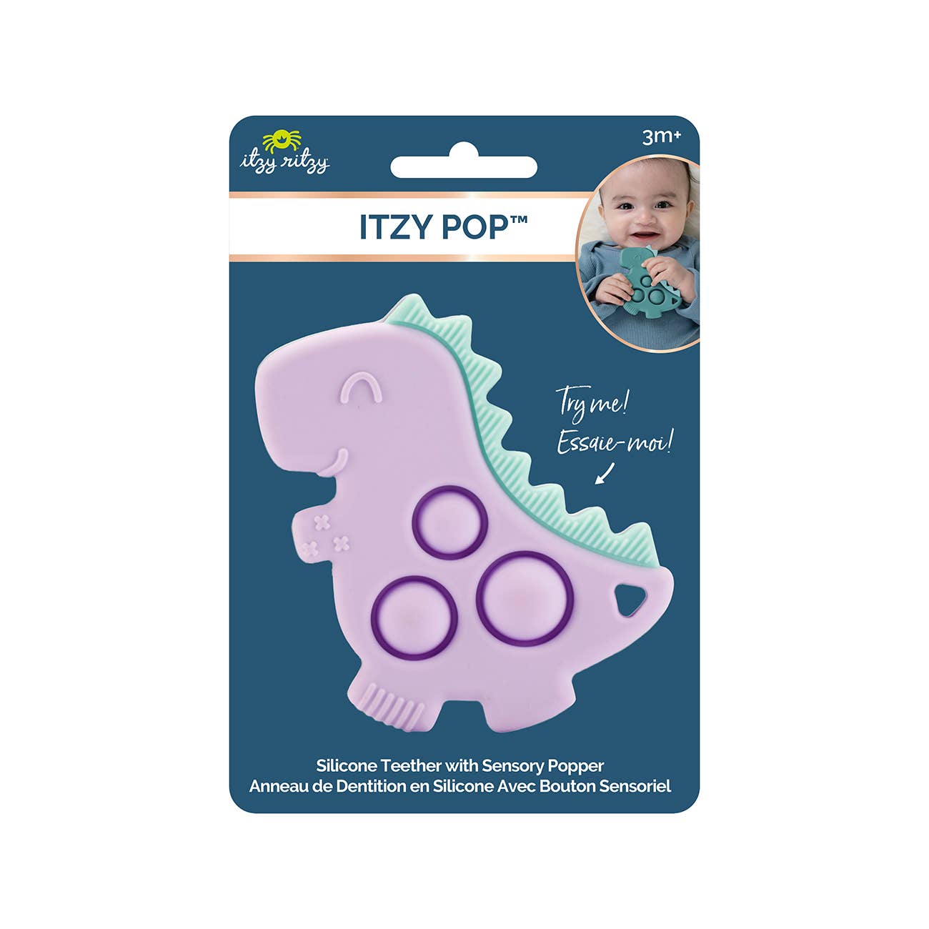 Itzy Pop Teether: Lilac Dinosaur - Itzy Ritzy