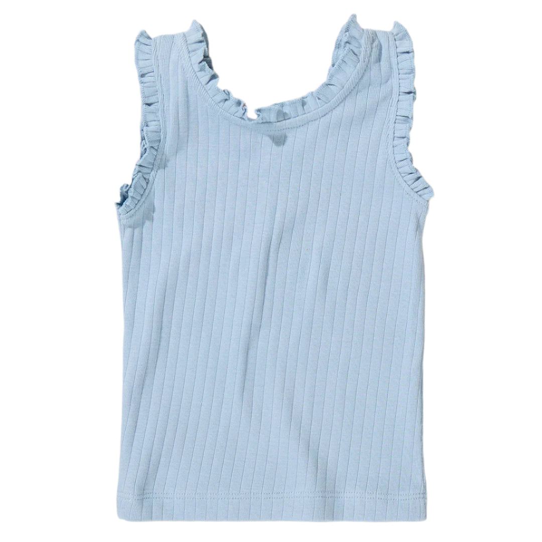 Joy Ruffle Rib Tank - Light Blue