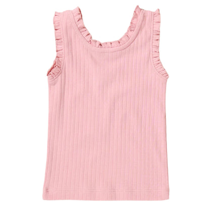 Joy Ruffle Rib Tank - Pink