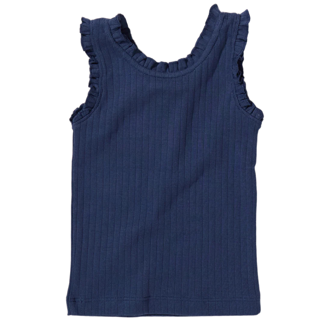 Joy Ruffle Rib Tank - Navy