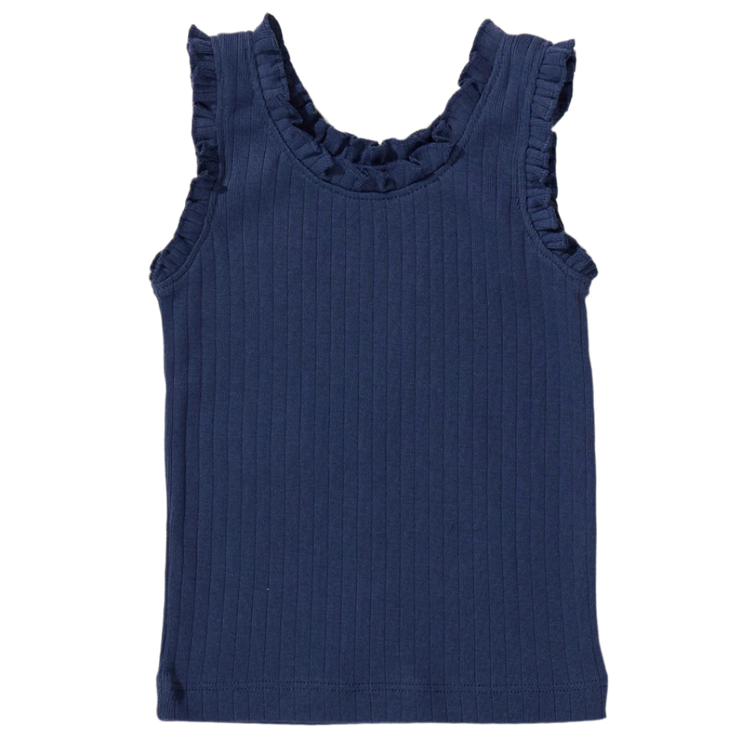 Joy Ruffle Rib Tank - Navy