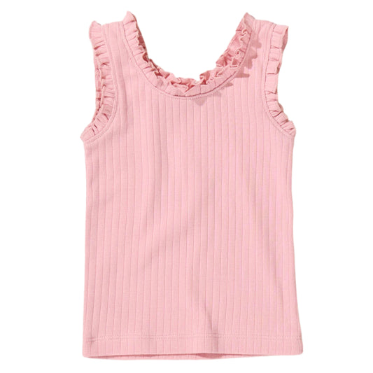 Joy Ruffle Rib Tank - Pink