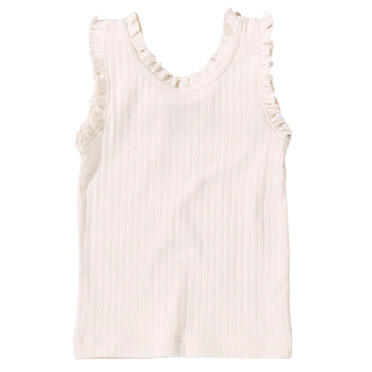 Joy Ruffle Rib Tank - Cream