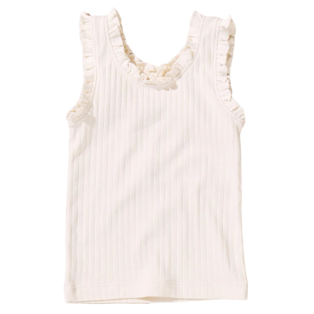 Joy Ruffle Rib Tank - Cream