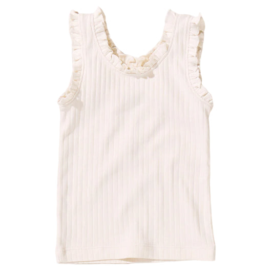 Joy Ruffle Rib Tank - Cream