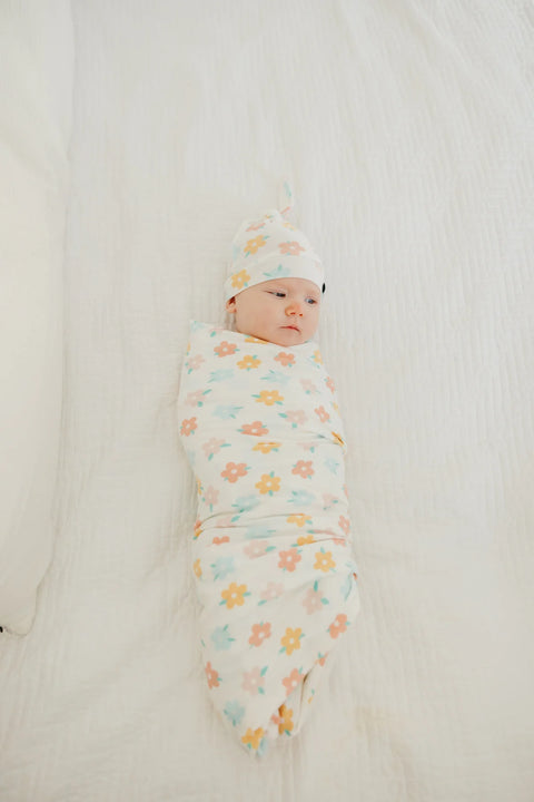 Knit Swaddle Blanket - Daisy - Copper Pearl