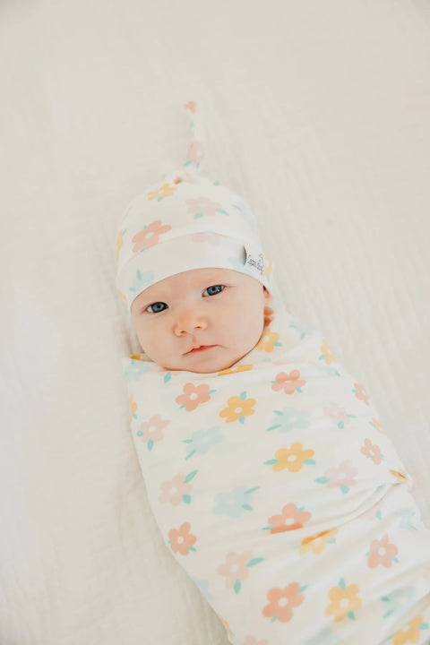 Knit Swaddle Blanket - Daisy - Copper Pearl