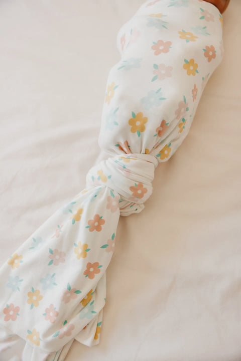 Knit Swaddle Blanket - Daisy - Copper Pearl
