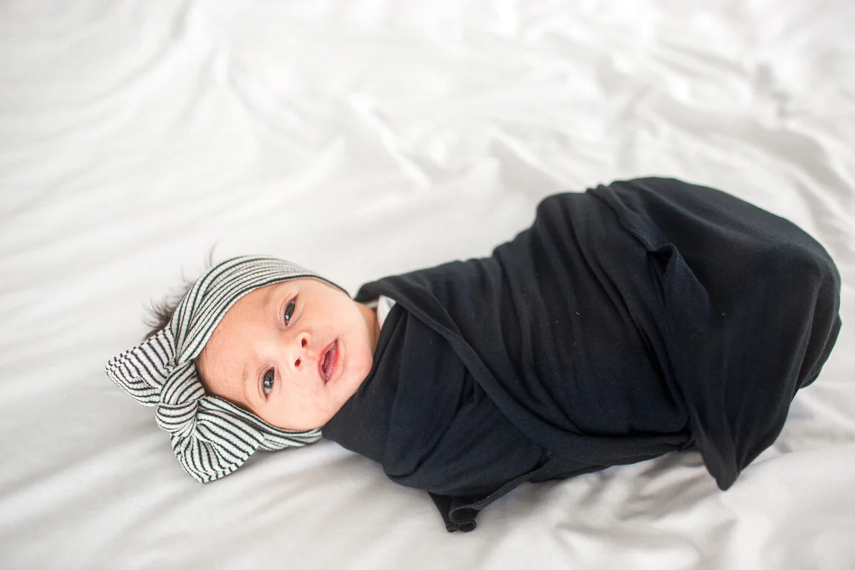 Knit Swaddle Blanket - Midnight - Copper Pearl