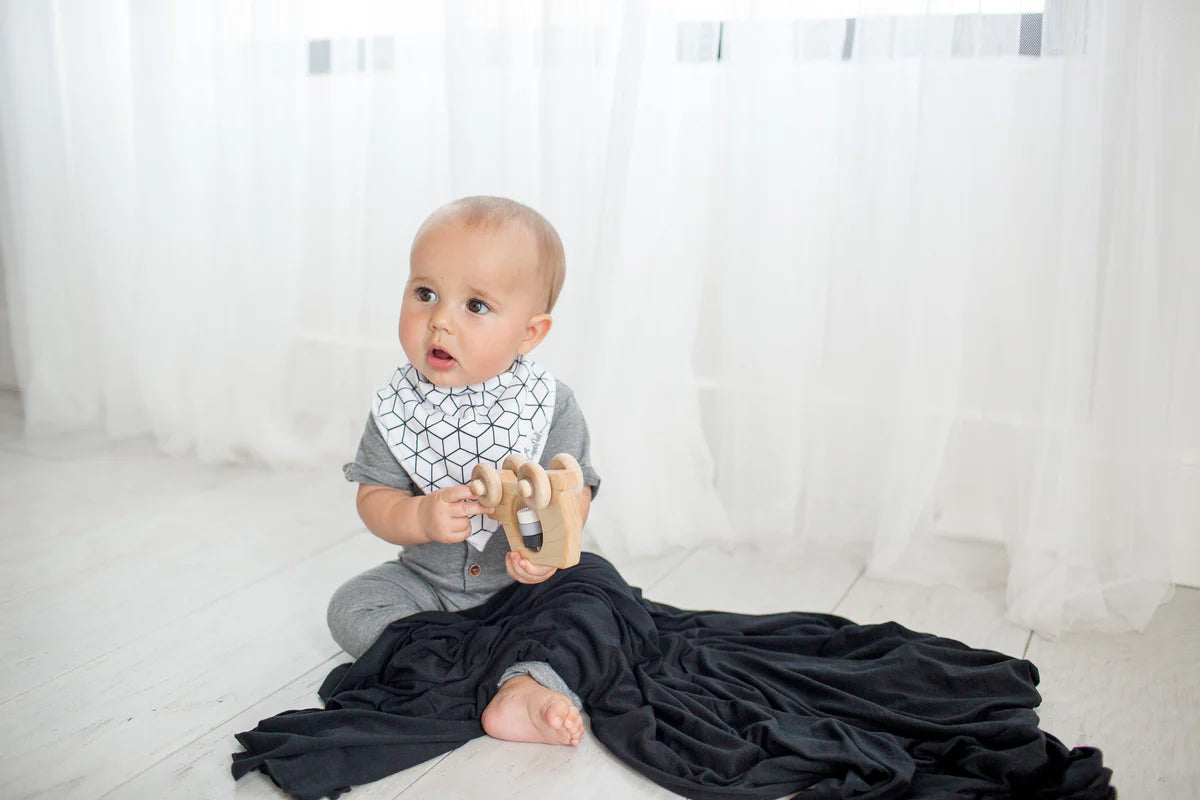 Knit Swaddle Blanket - Midnight - Copper Pearl