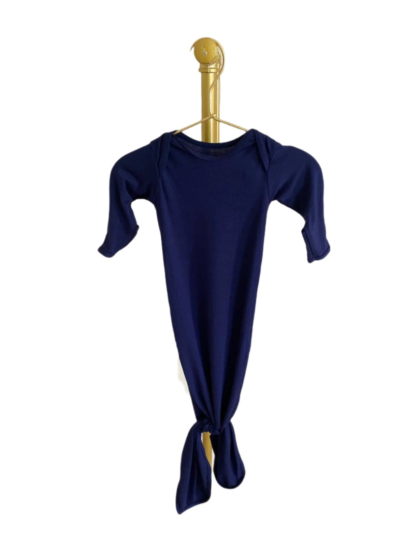 Knotted Baby Gown & Hat Set - Navy Blue - Stroller Society