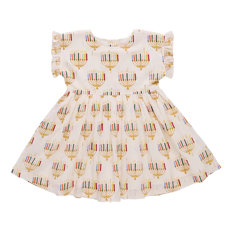Girls Adaline Dress - Colorful Menorahs