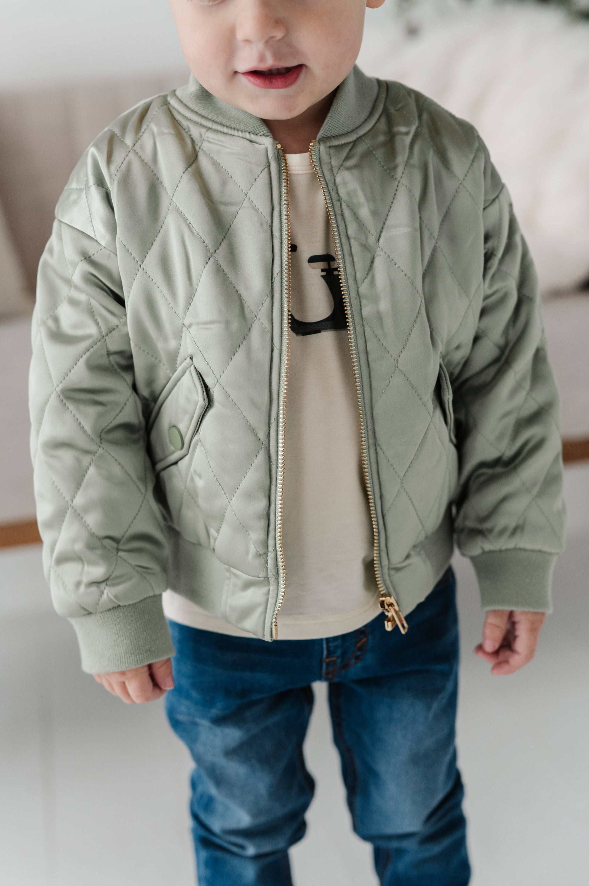 Light Sage Kid's Bomber Jacket - Babysprouts