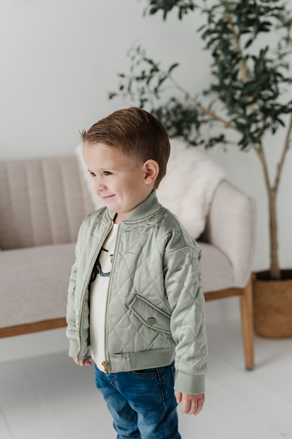 Light Sage Kid's Bomber Jacket - Babysprouts