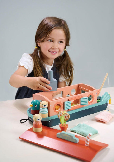 Tender Leaf Toys Little Otter Canal Boat Wood Toy at Butter Bug Boutique