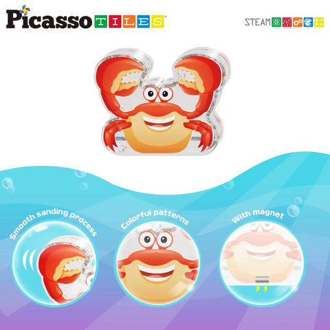 Marine Animal Figures Magnetic Building Tile Set (8 Pieces) - Picasso Tiles