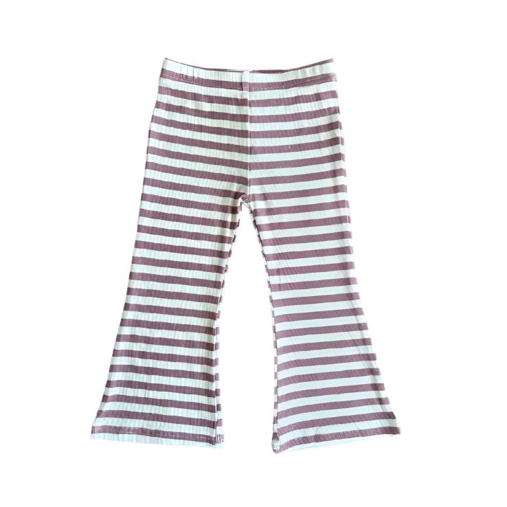 Mauve Stripe Girl's Flare Pants - Babysprouts