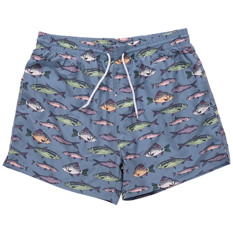 Mens Swim Trunks - Bluestone Multi Fishes