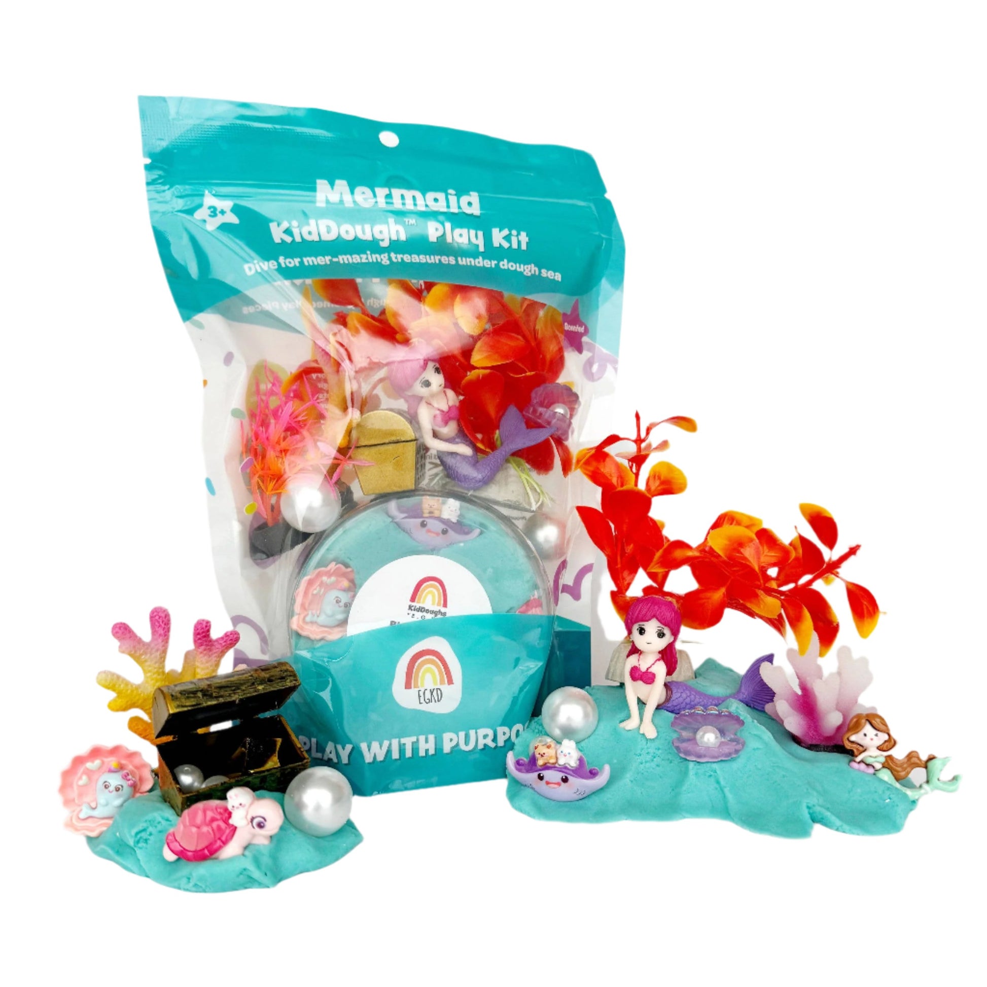 Mermaid (Blue Hawaiian) Play Dough Kit - Earth Grown KidDoughs