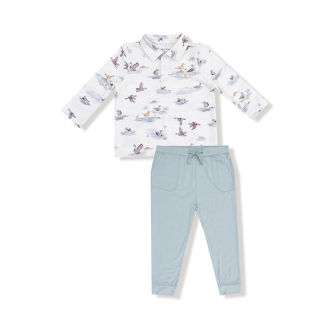 Long Sleeve Polo Shirt with Jogger - Migrating Mallards