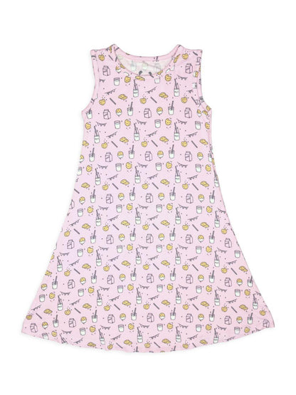 Bellabu Bear Bamboo Dress Milk and Cookies Pink