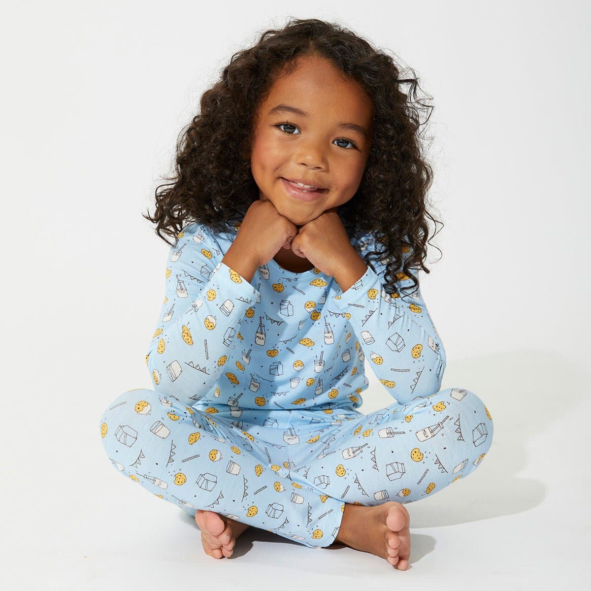 Milk and Cookies Bamboo PJ Set - Blue - Bellabu Bear