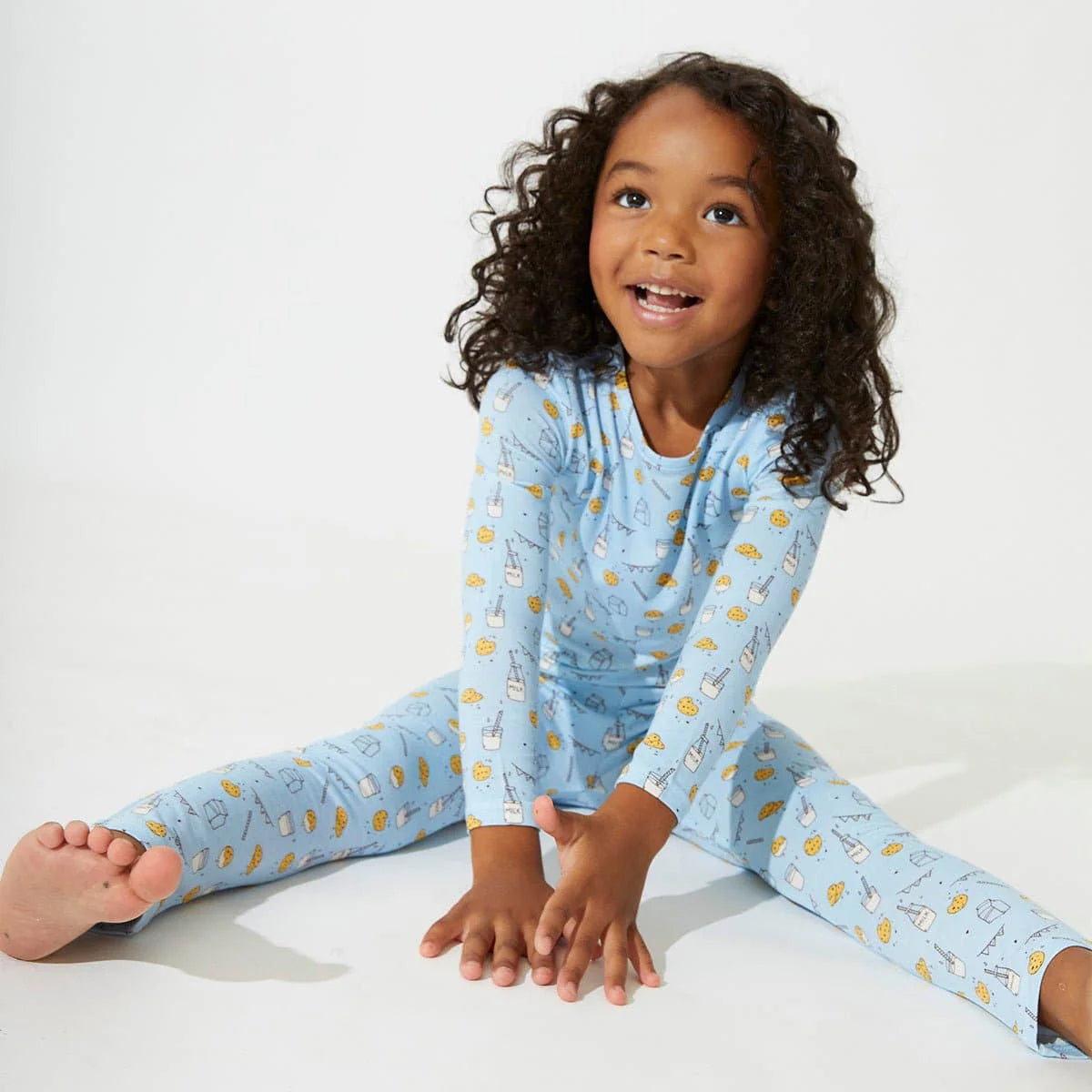 Milk and Cookies Bamboo PJ Set - Blue - Bellabu Bear