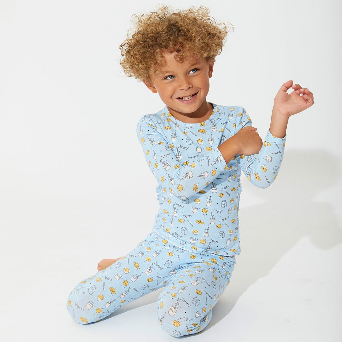 Milk and Cookies Bamboo PJ Set - Blue - Bellabu Bear