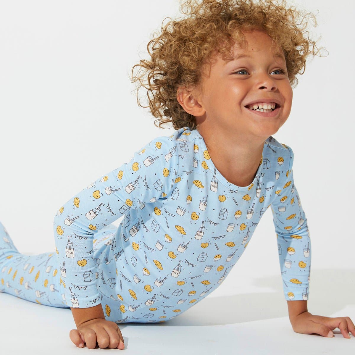 Milk and Cookies Bamboo PJ Set - Blue - Bellabu Bear