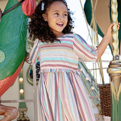 Girls Raquel Dress - Multi Vintage Stripe