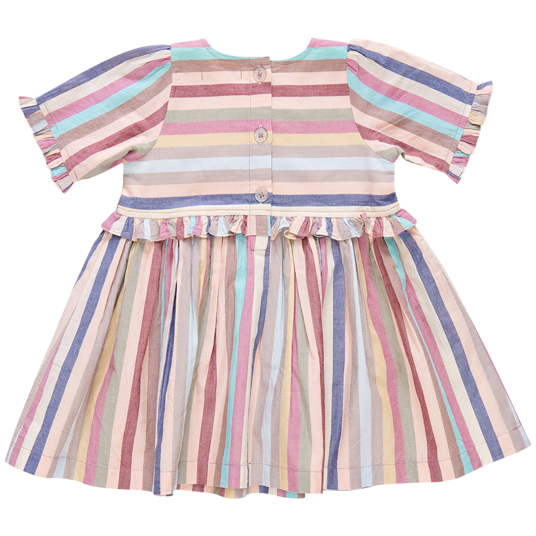 Girls Raquel Dress - Multi Vintage Stripe