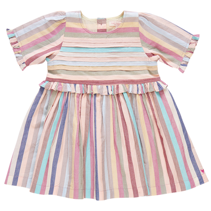 Girls Raquel Dress - Multi Vintage Stripe