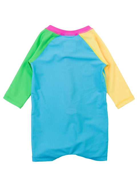 Neon Color Block One Piece Rash Guard - RuffleButts + RuggedButts
