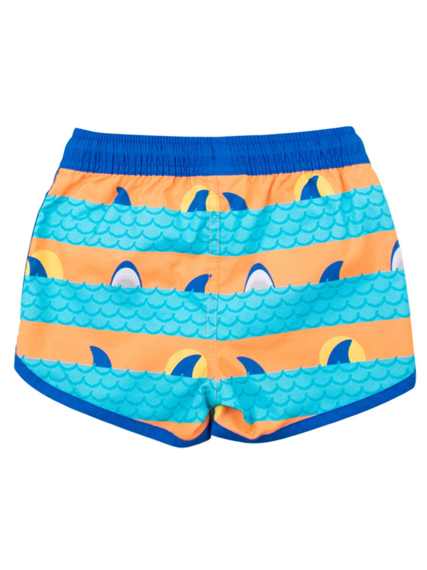 Neon Sharks & Stripes Swim Trunks - RuffleButts + RuggedButts