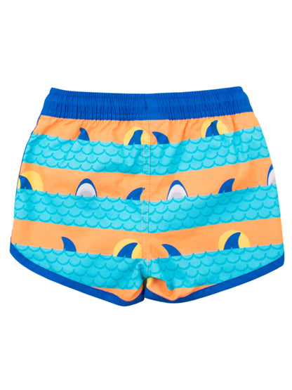 Neon Sharks & Stripes Swim Trunks - RuffleButts + RuggedButts