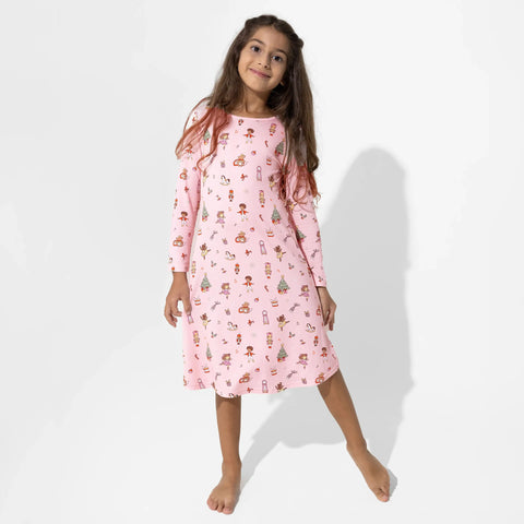 Nutcracker Pink Bamboo Girls' Dress - Bellabu Bear