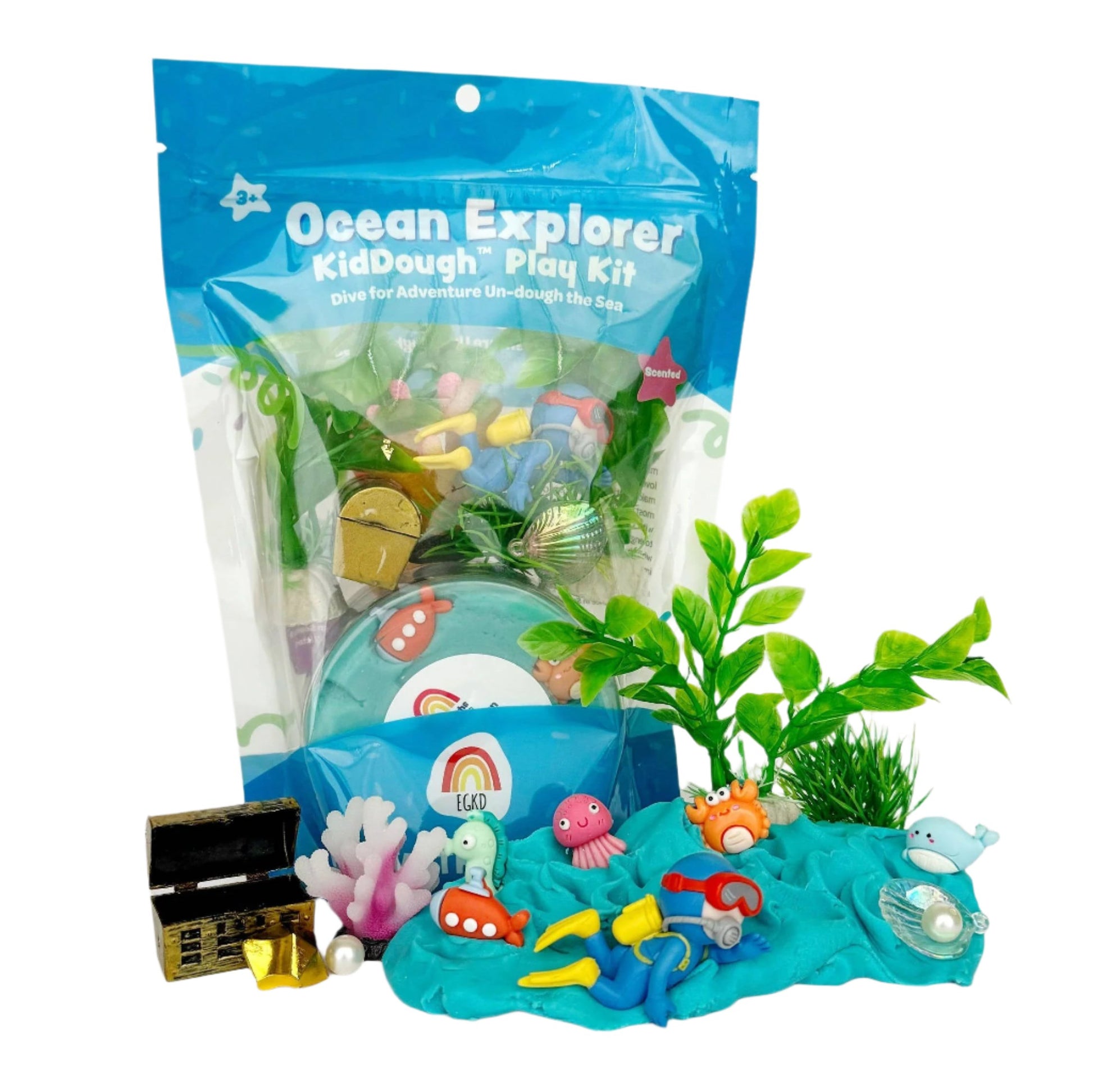 Ocean Explorer (Blue Hawaiian) Play Dough Kit - Earth Grown KidDoughs