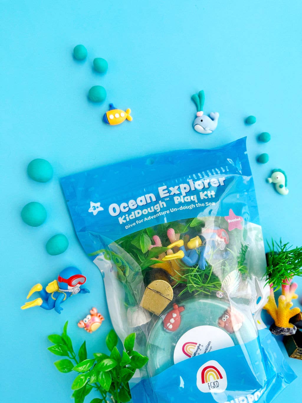 Ocean Explorer (Blue Hawaiian) Play Dough Kit - Earth Grown KidDoughs