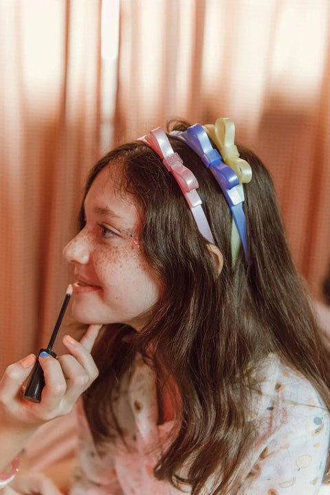 Pearl White Thin Bow Headband - Lilies & Roses NY