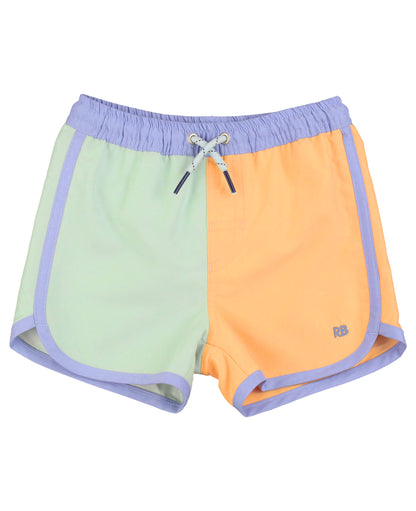 Periwinkle, Green, & Ginger Swim Trunks - RuffleButts + RuggedButts