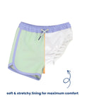 Periwinkle, Green, & Ginger Swim Trunks - RuffleButts + RuggedButts