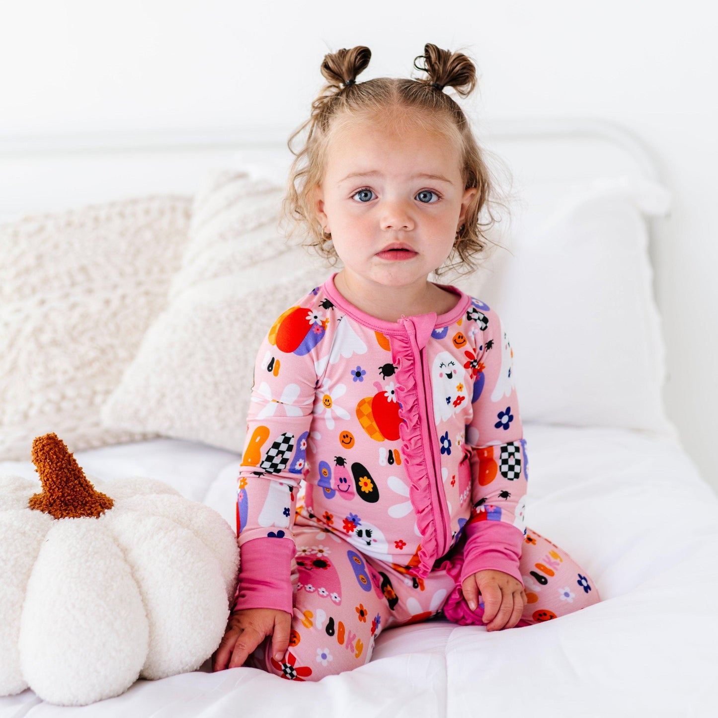 Pink A Boo Halloween Baby Bamboo Pajamas - Kiki + Lulu