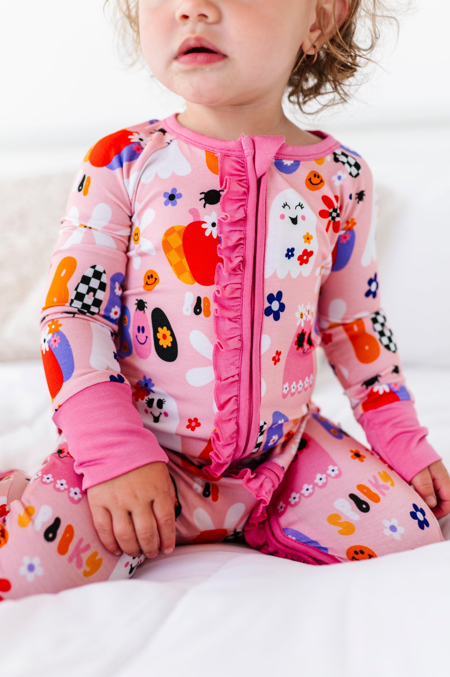 Pink A Boo Halloween Baby Bamboo Pajamas - Kiki + Lulu