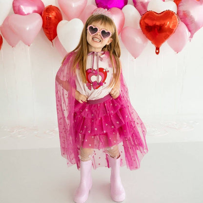 Pink Glitter Heart Valentine's Day Cape - Sweet Wink