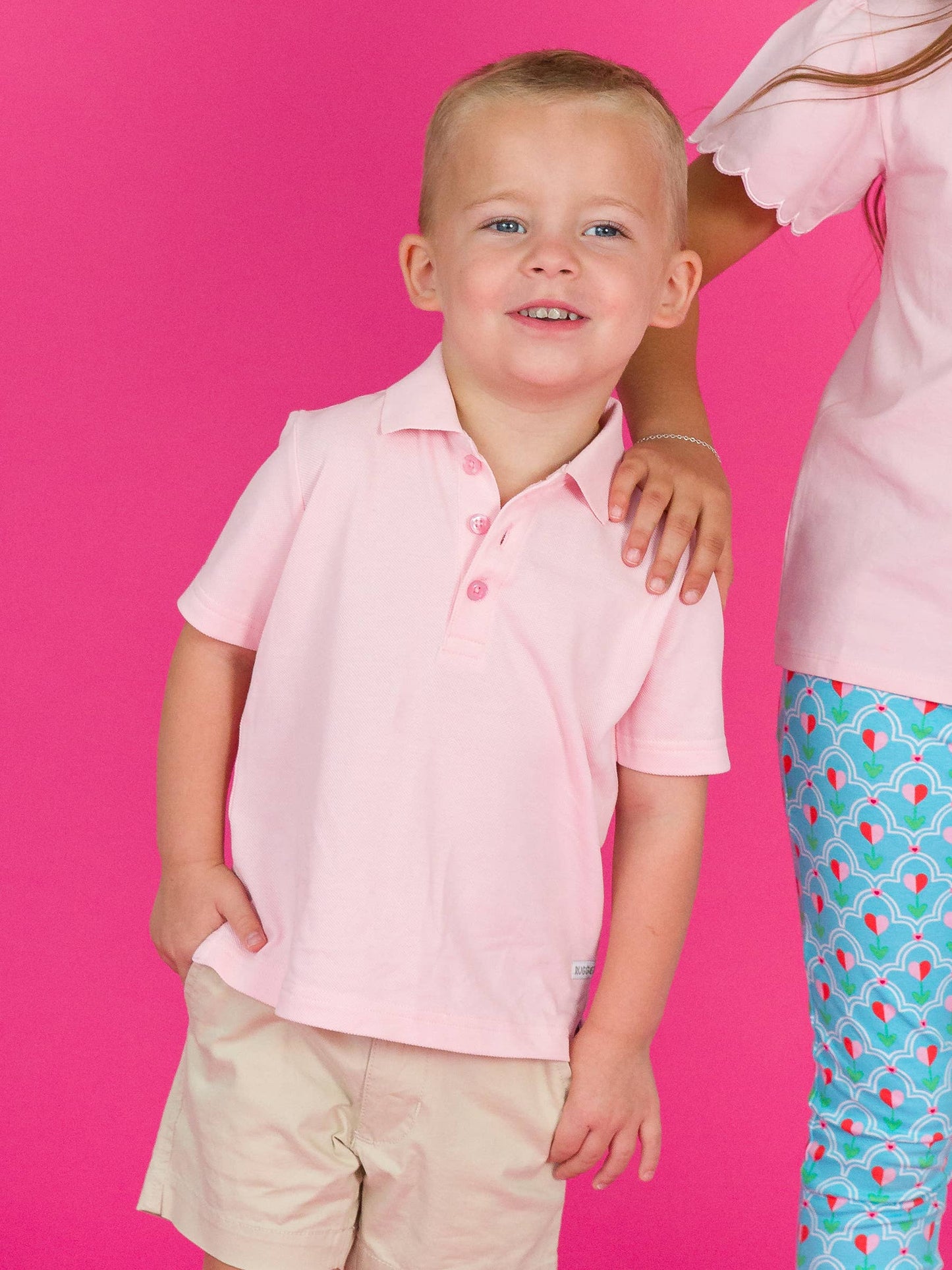 Pink Pique Polo Shirt - RuffleButts + RuggedButts