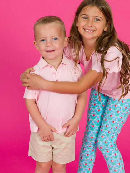 Pink Pique Polo Shirt - RuffleButts + RuggedButts