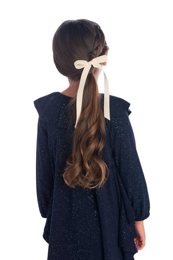 Pleated Long Tail Satin Hair Bow - Bows Arts