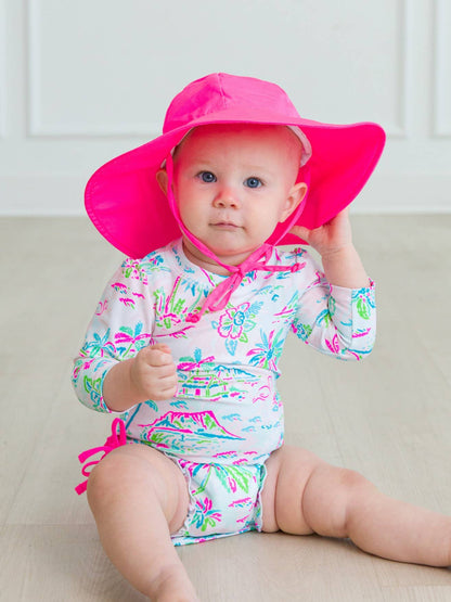 Protective Sun Hat - Neon Magenta - RuffleButts + RuggedButts