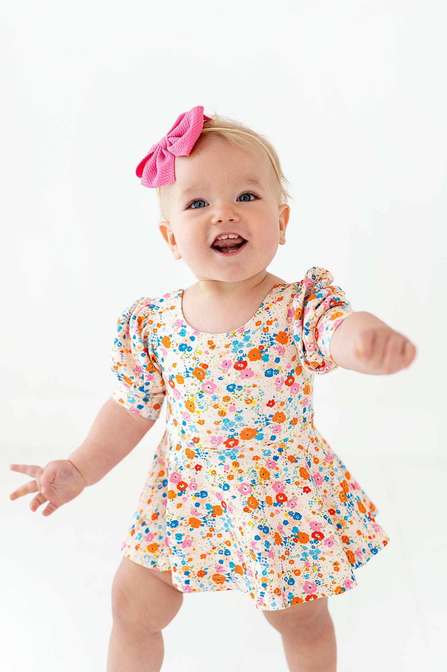 Puff Skirted Leotard in Summer Blooms - Ollie Jay