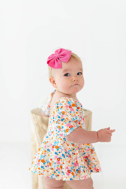 Puff Skirted Leotard in Summer Blooms - Ollie Jay